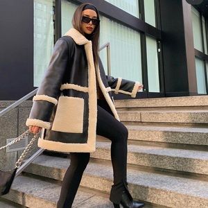 Topshop reversible leather coat